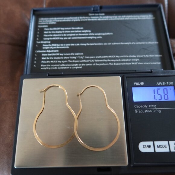 $695 Melissa Joy Manning 14K yellow gold 1 3/4" dangle hoop earrings MJM light! - Picture 15 of 15